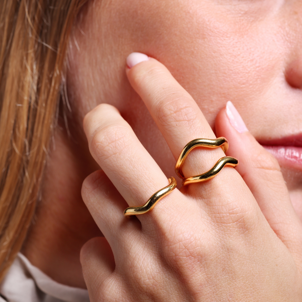 Ripple Simple Ring, 18K Goldplated