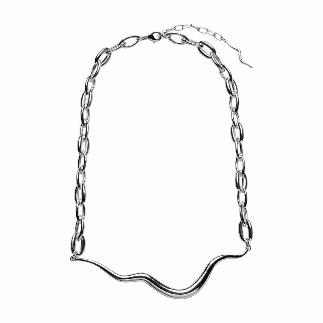 Ripple Statement Necklace, 925S Sterling silver plated