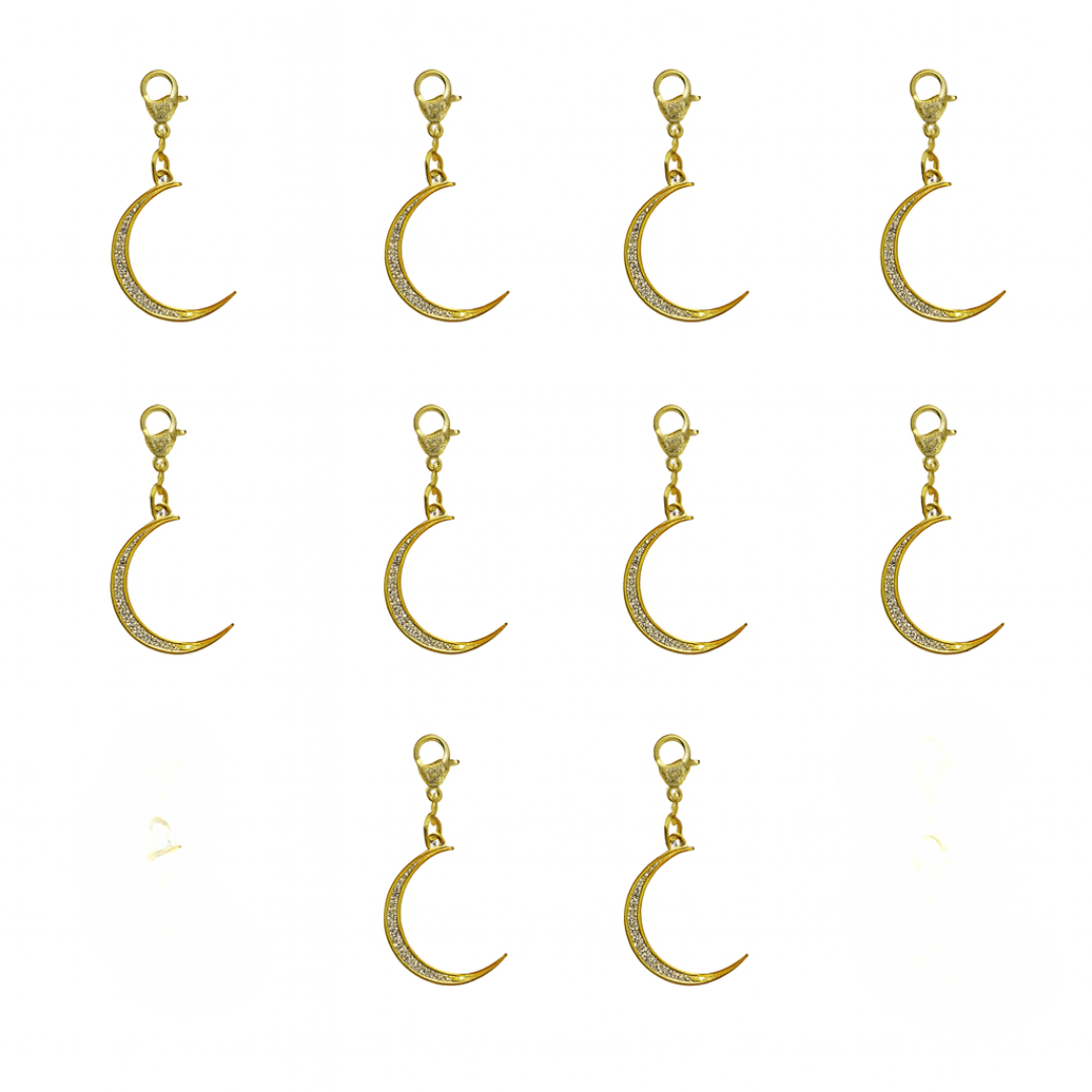 Måne vedhæng sat på lås, 18K Forgyldt, vandfast, 5x20 mm - 10 stk