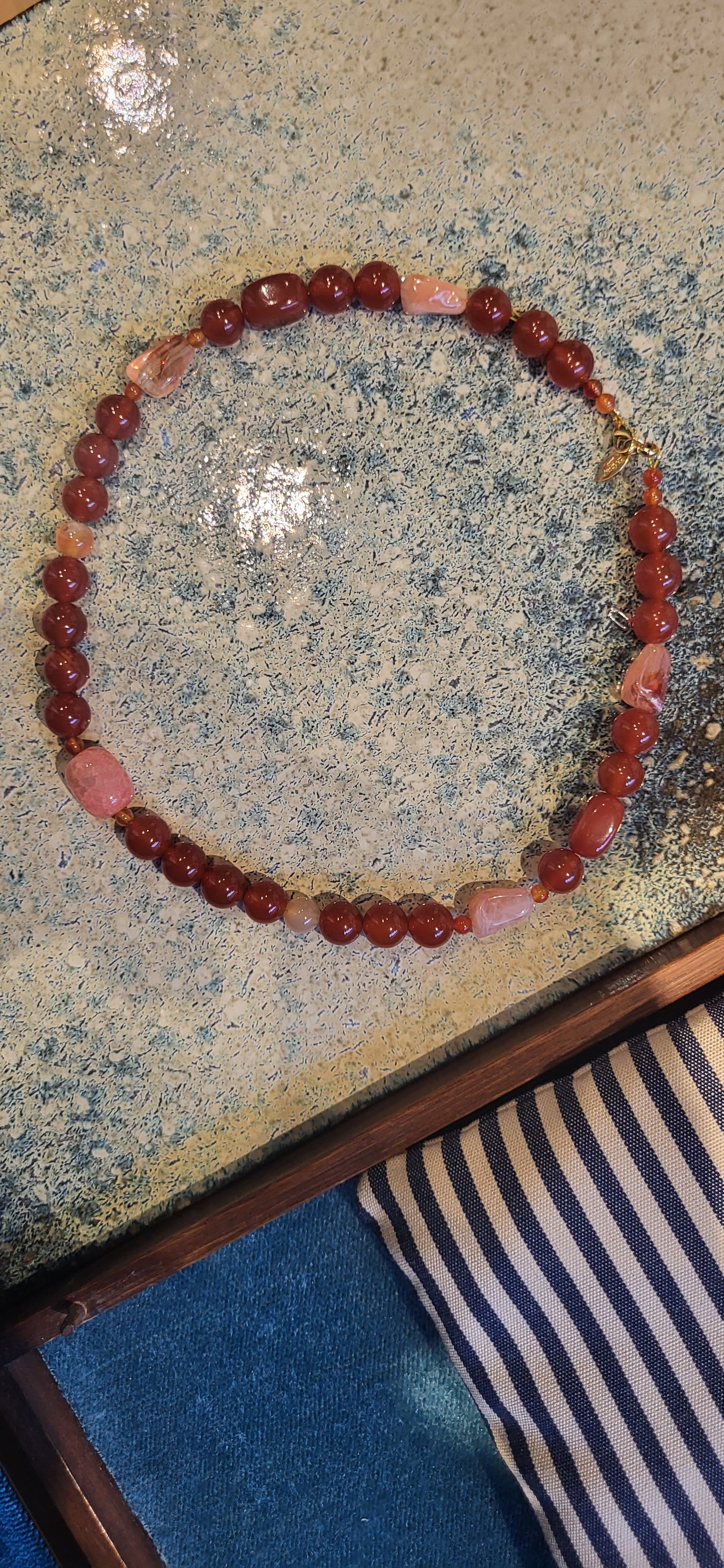 Brown Agate Nugget Necklace - 45 cm