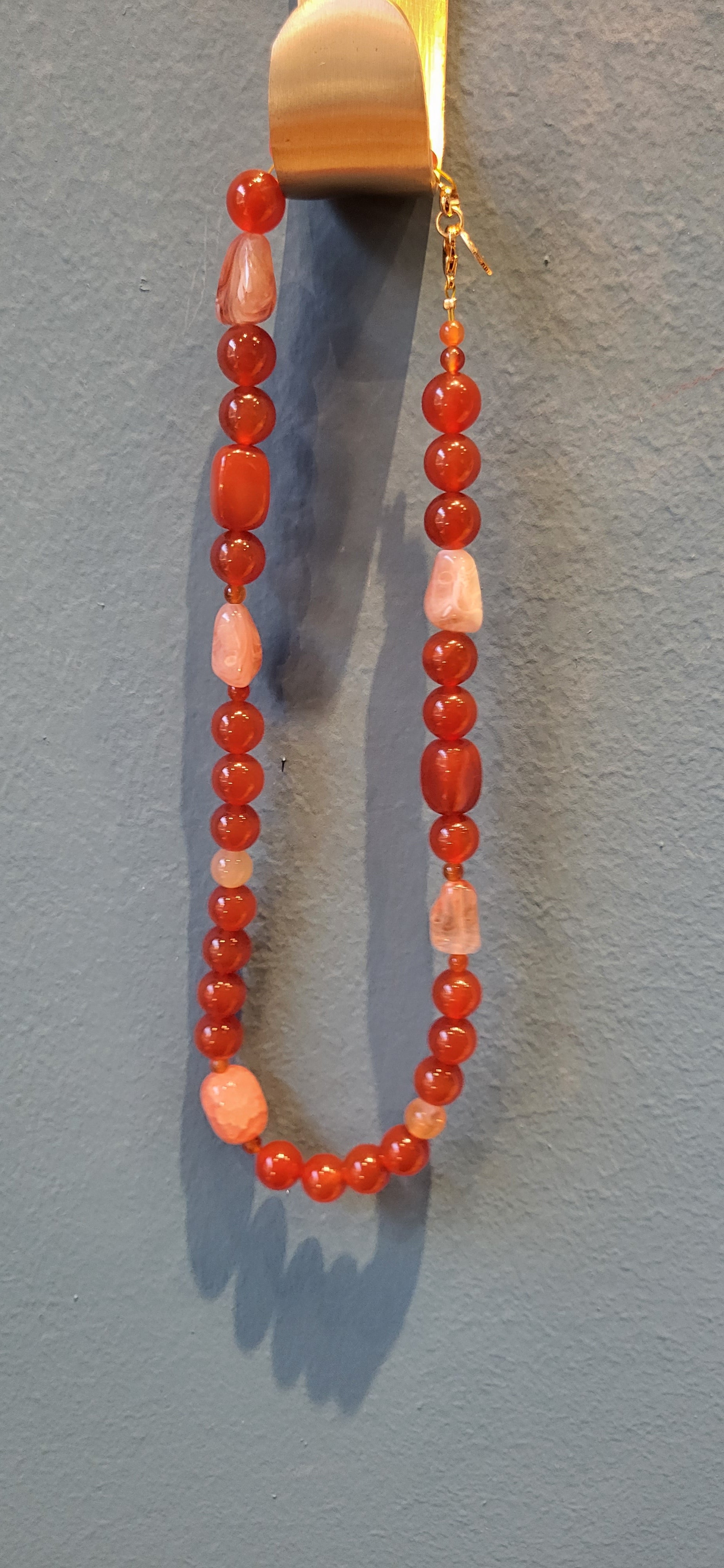Brown Agate Nugget Necklace - 45 cm