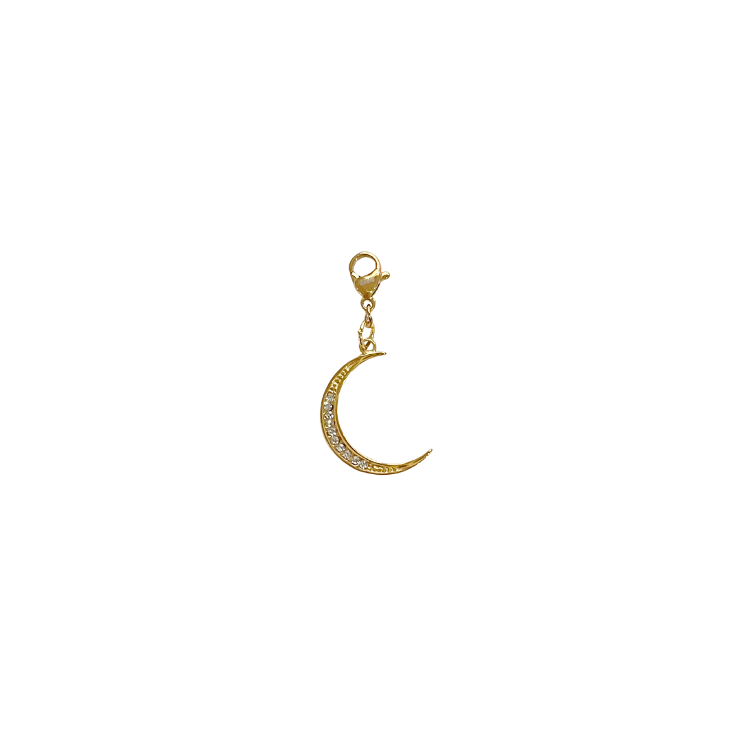 Måne vedhæng sat på lås, 18K Forgyldt, 5x20 mm