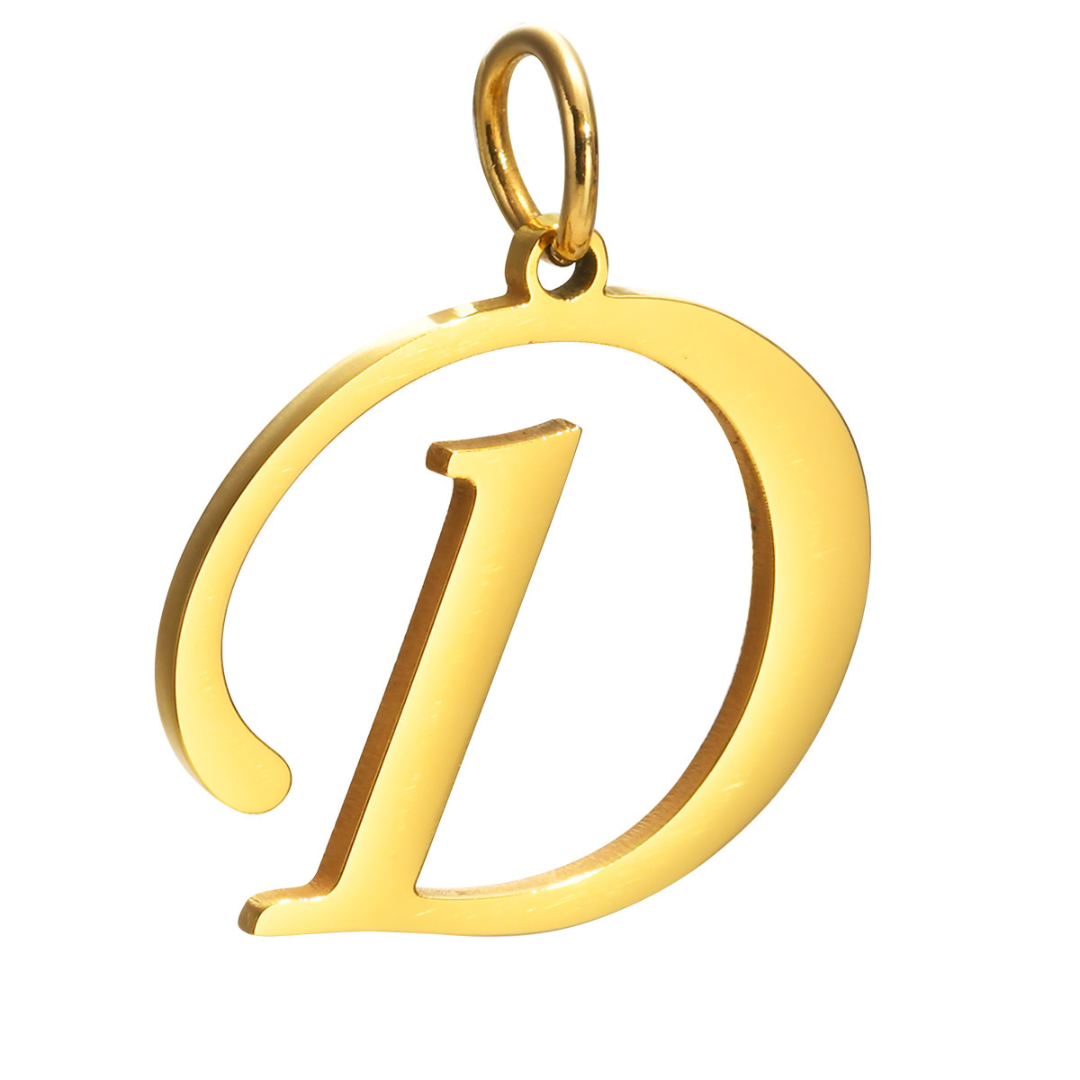 Letter pendant, 10 mm, 18K gold-plated, AY 