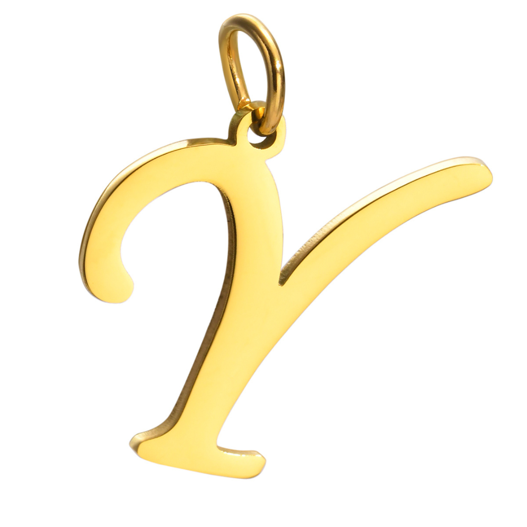 Letter pendant, 10 mm, 18K gold-plated, AY 