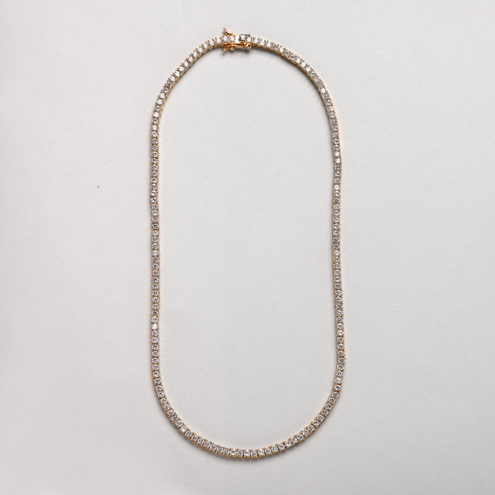 AC - Classic Tennis Necklace, 18K goldplated, 42 CM, 4 mm
