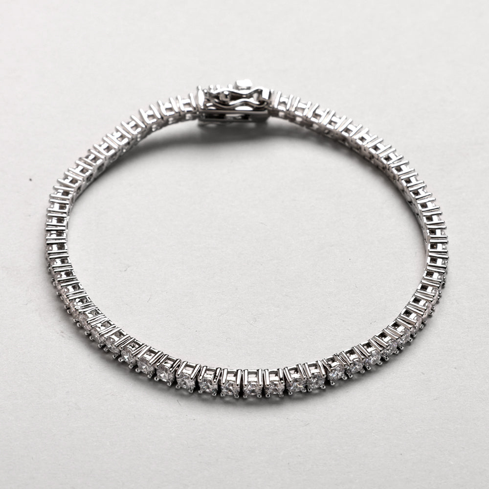 AC - Classic Tennis bracelet, 925S Sterling Silver Plated, 16 CM, 4 mm