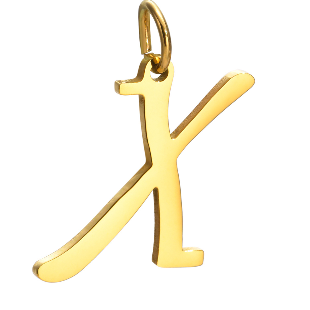 Letter pendant, 10 mm, 18K gold-plated, AY 