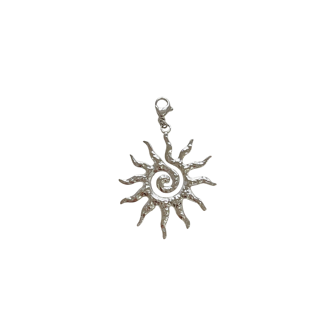 Oversize Sol vedhæng med lås - 925S sterling sølvbelagt, Ø40 mm