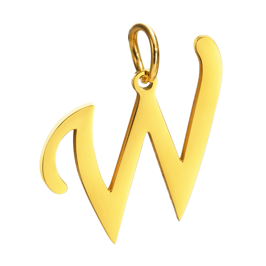 Letter pendant, 10 mm, 18K gold-plated, AY 