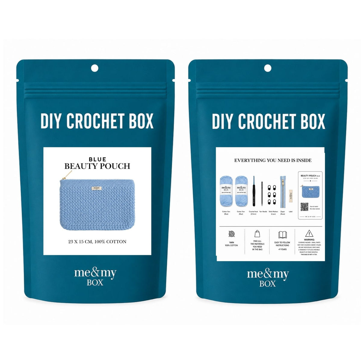 Toilettaske, blå, Diy Hækle Box