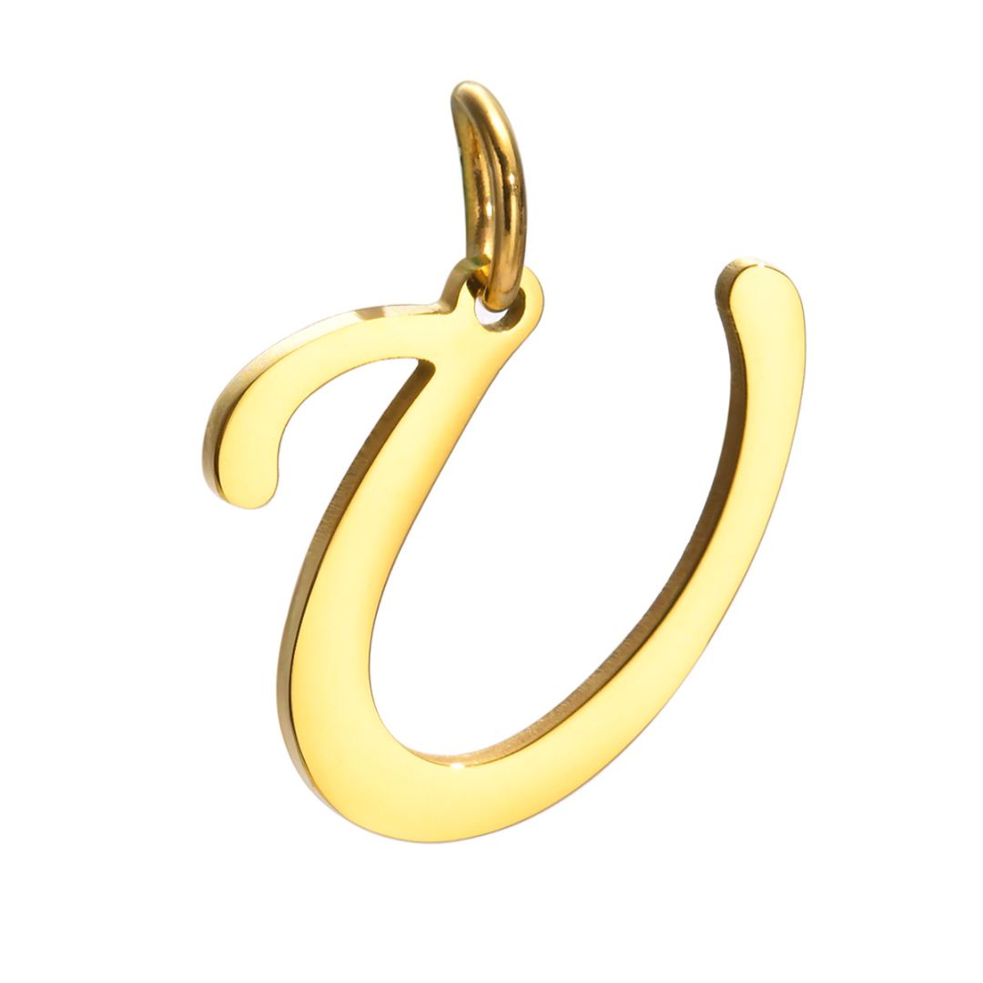 Letter pendant, 10 mm, 18K gold-plated, AY 