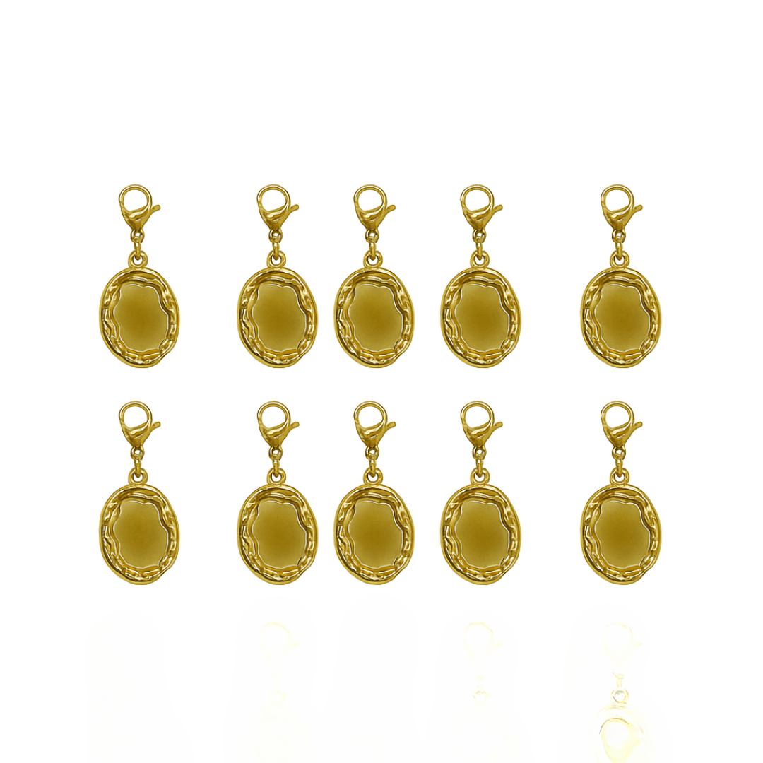 Spejl vedhæng sat på lås, 18K Forgyldt, vandfast, 12x20 mm - 10 stk