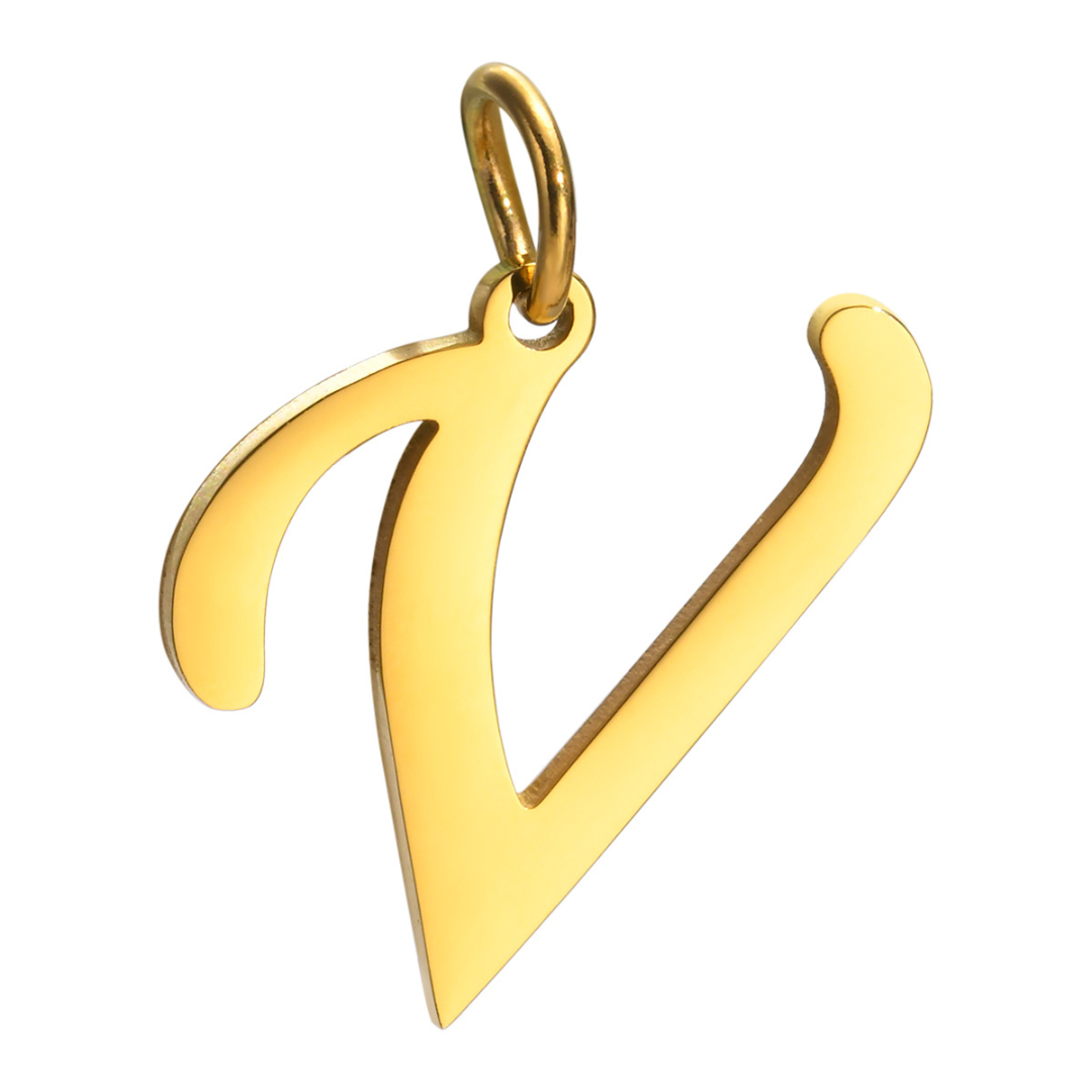 Letter pendant, 10 mm, 18K gold-plated, AY 