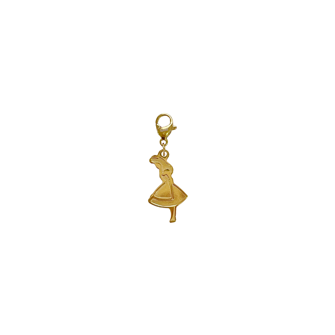 Pige vedhæng sat på lås, 18K Forgyldt, 10x20 mm