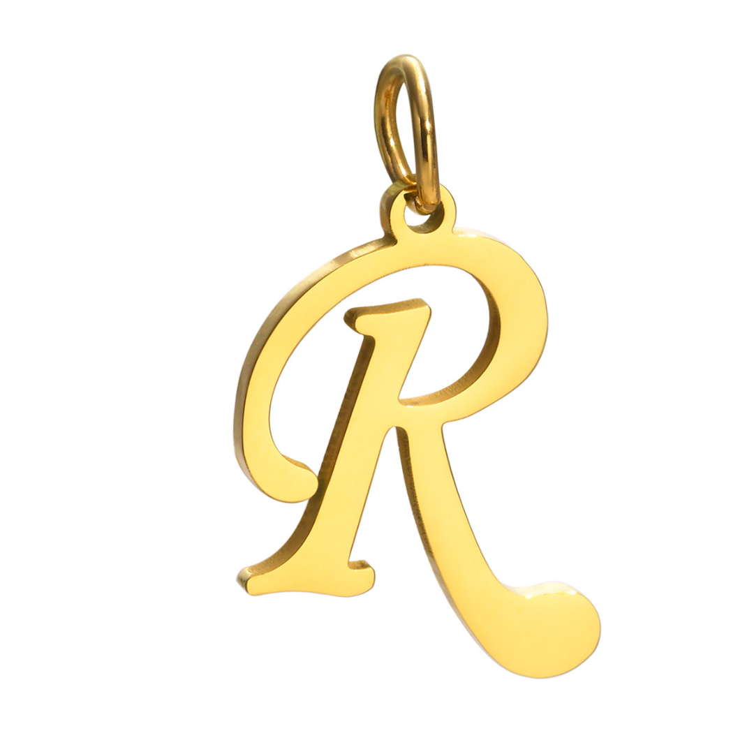 Letter pendant, 10 mm, 18K gold-plated, AY 