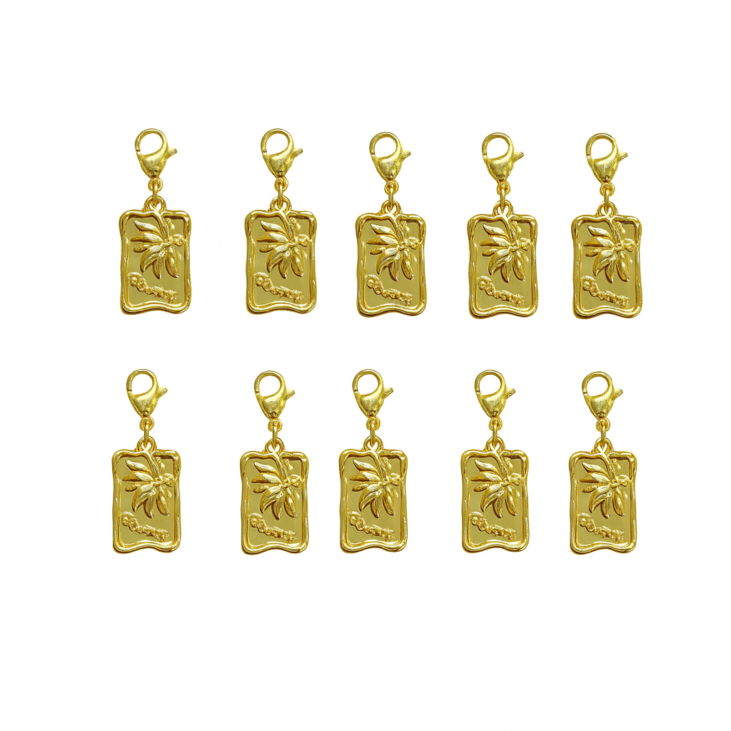Billedmotiv vedhæng sat på lås, 18K Forgyldt, vandfast, 15x20 mm - 10 stk