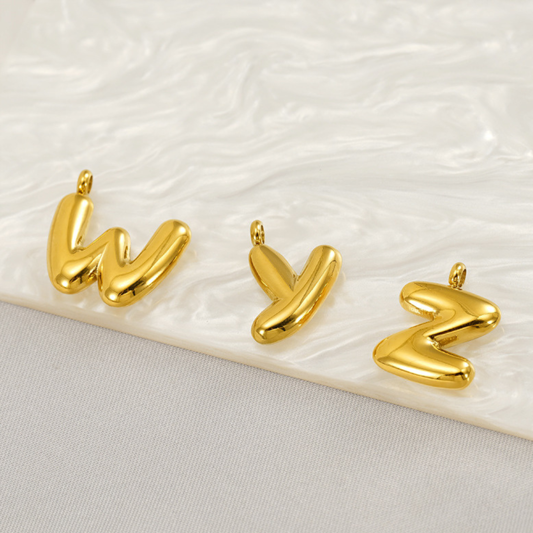 Letter pendant, 10 mm, 18K gold-plated, AY 