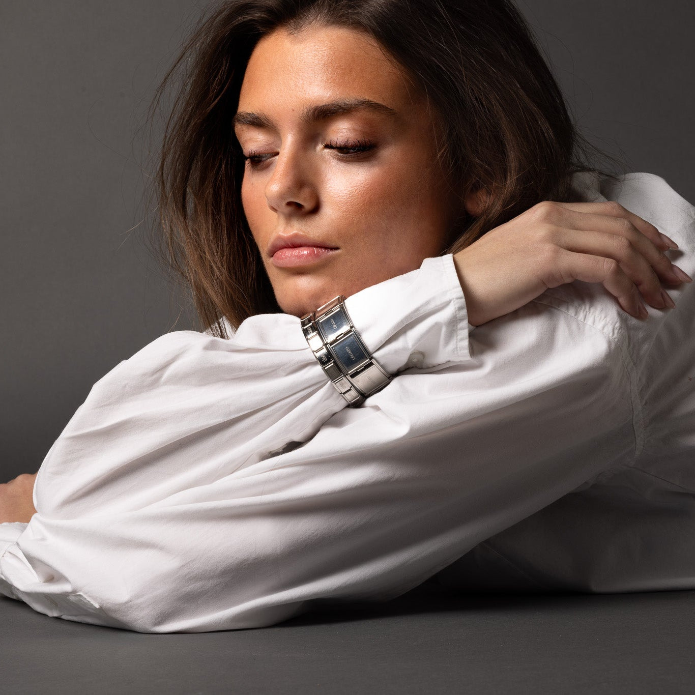 Légato armbånd, store led, 2 cm, 8+2 led, rustfrit stål, vandfast