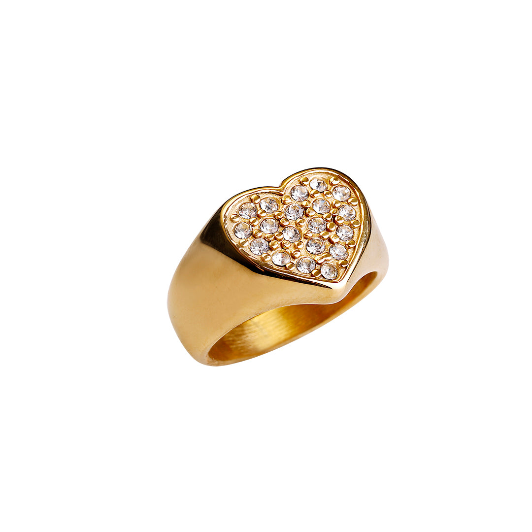 Hjertering, 18K Forgyldt, Onesize