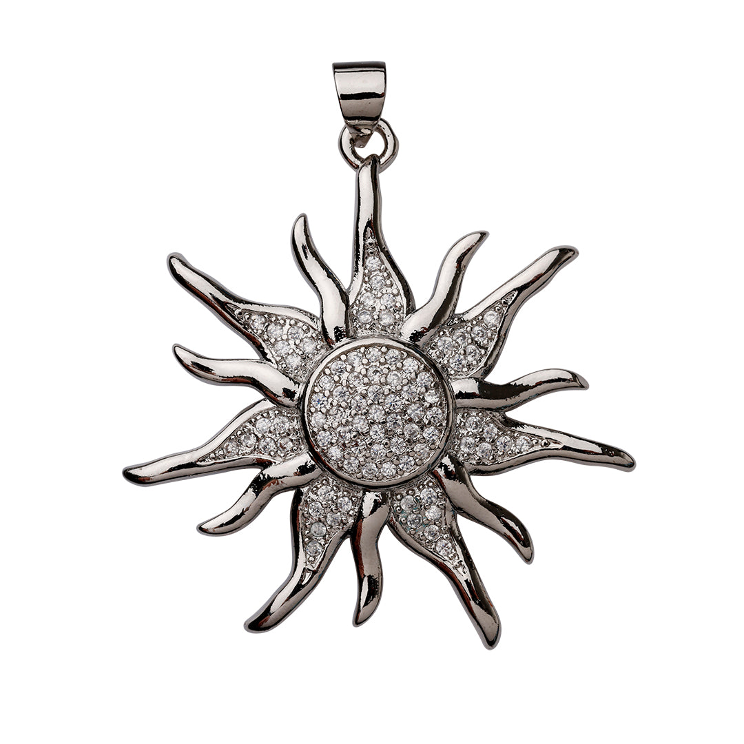 Vedhæng - Oversize Sol vedhæng, 925S sterling sølvbelagt, Ø40MM