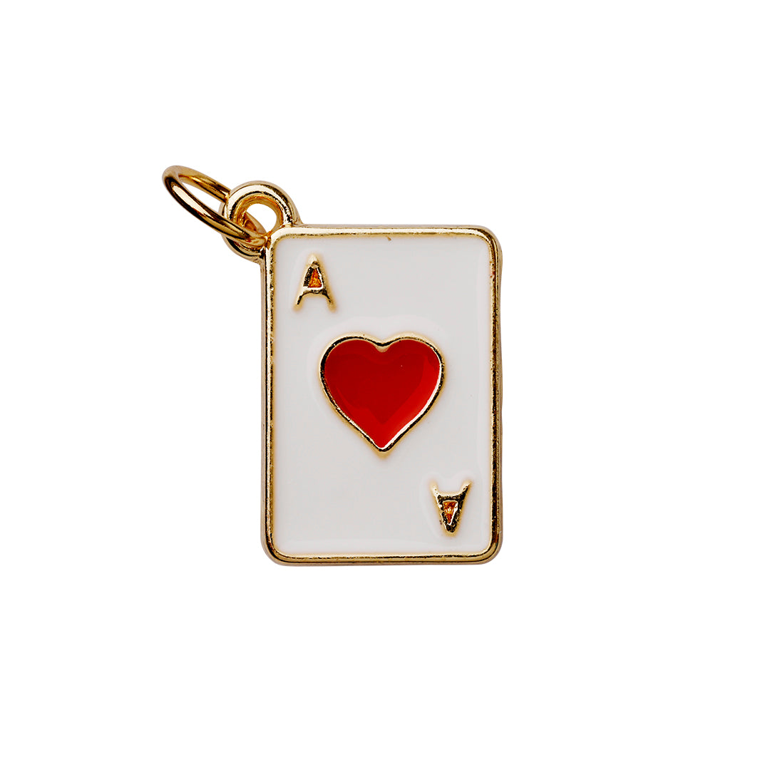 Vedhæng - Smukt Spillekort, Hjerter S vedhæng, 18K Forgyldt, 15X12x1MM