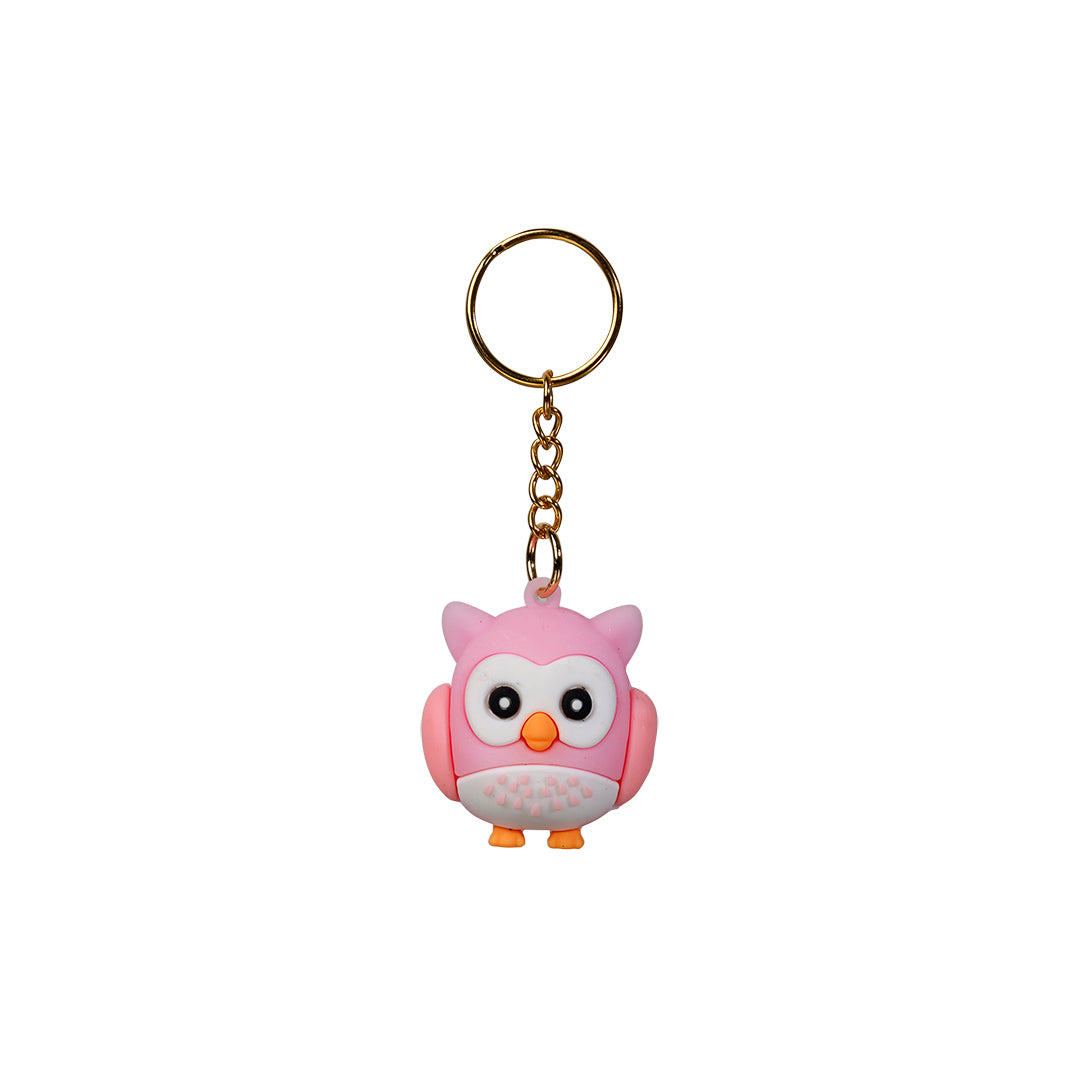 Pink owl, key ring, 6 cm