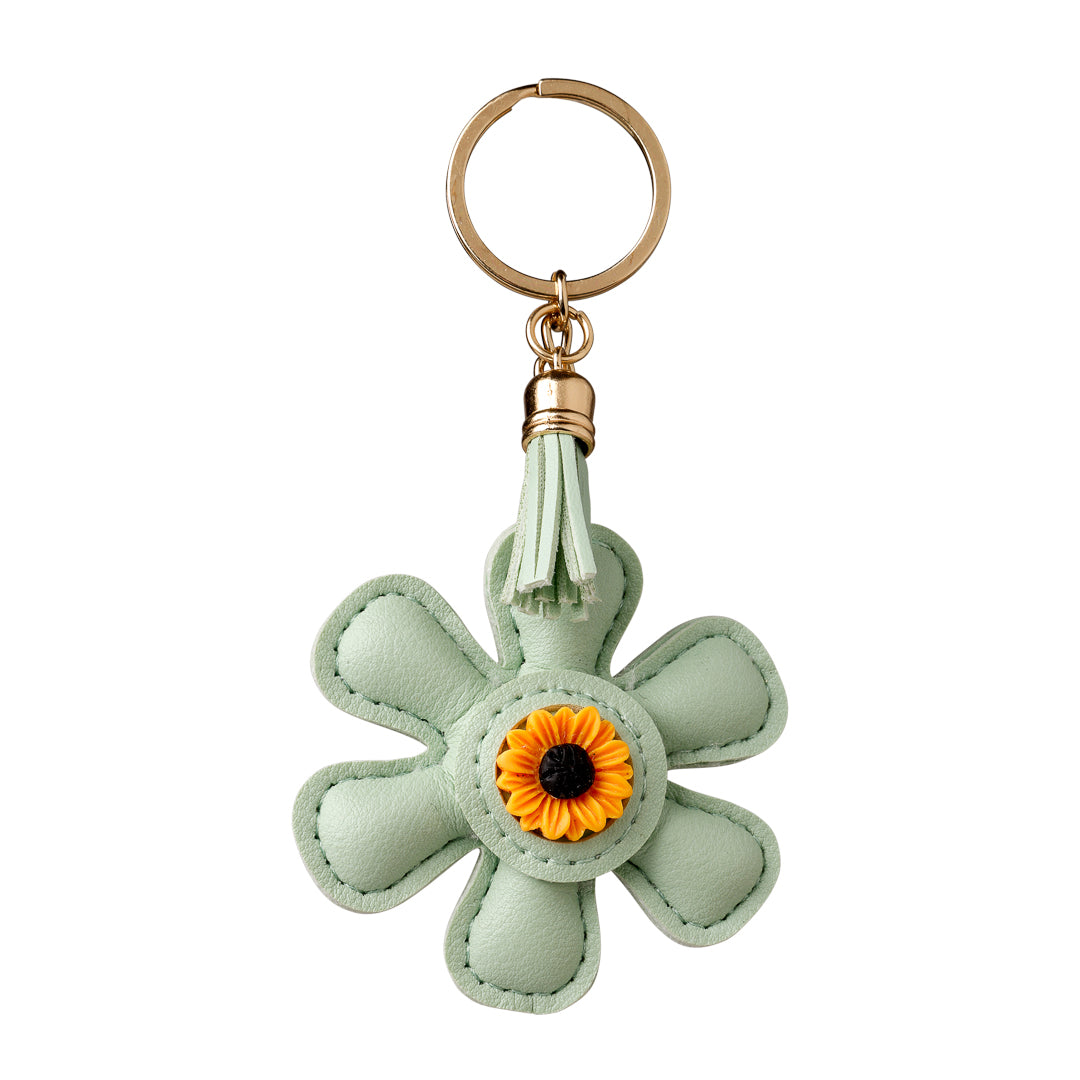 Grøn blomst, PU, nøglering