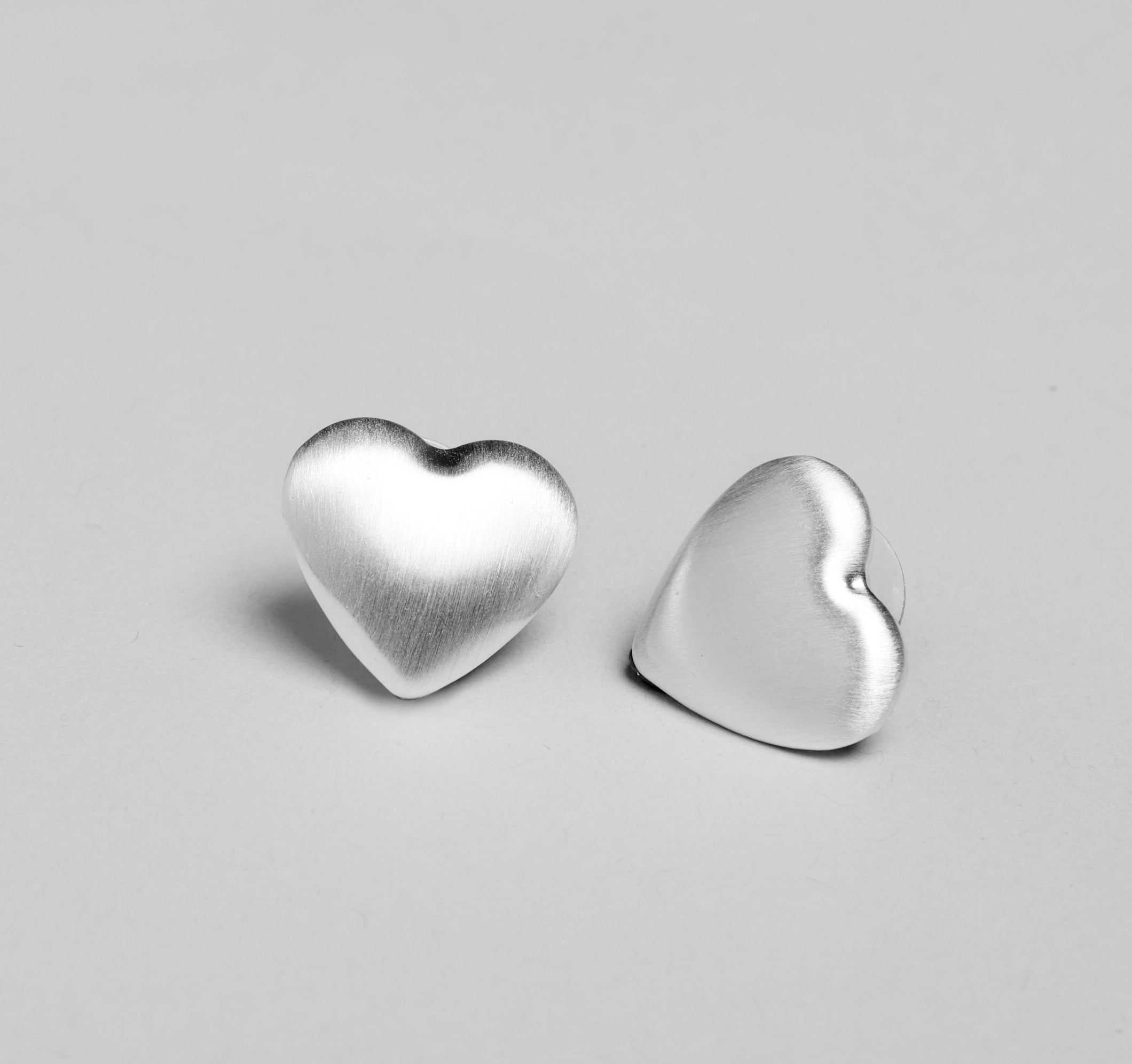 Heart Earstick, mat finish, 925S Sterling silver plated