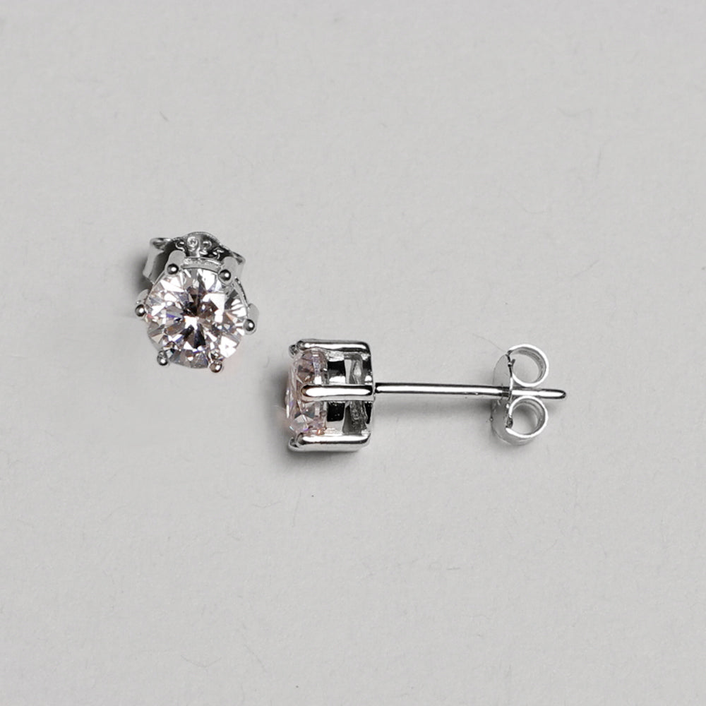 Earstick with CZ, 925S Sterling silver + Rhodium plated, 3, 5, 8 mm - 1 pcs