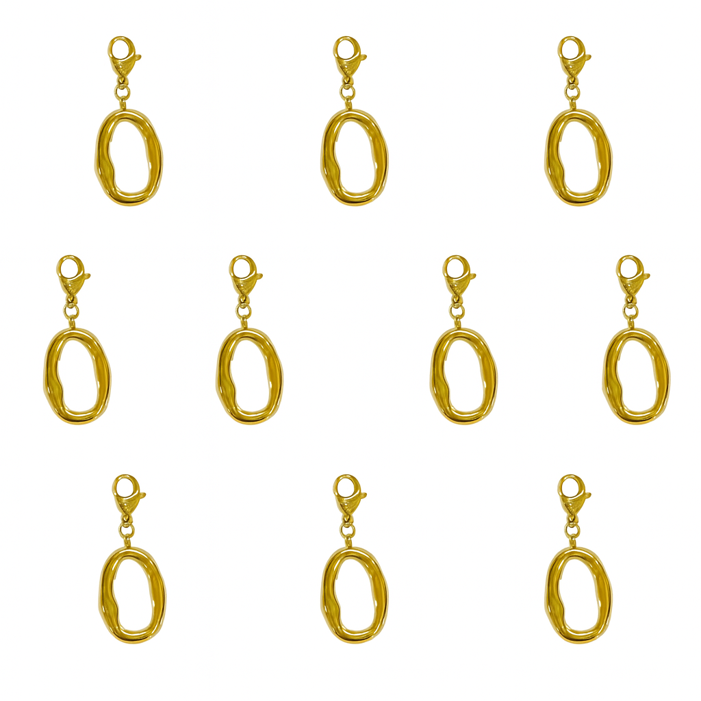 Organisk vedhæng sat på lås, 18K Forgyldt, vandfast, 10x12 mm - 10 stk