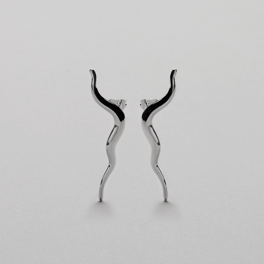 Ripple Climbing Earring, 925S Sterling silver plated