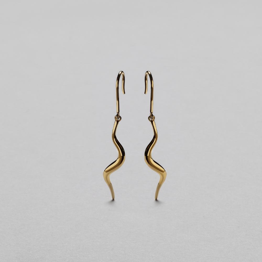 Ripple Statement Earring, 18K Goldplated