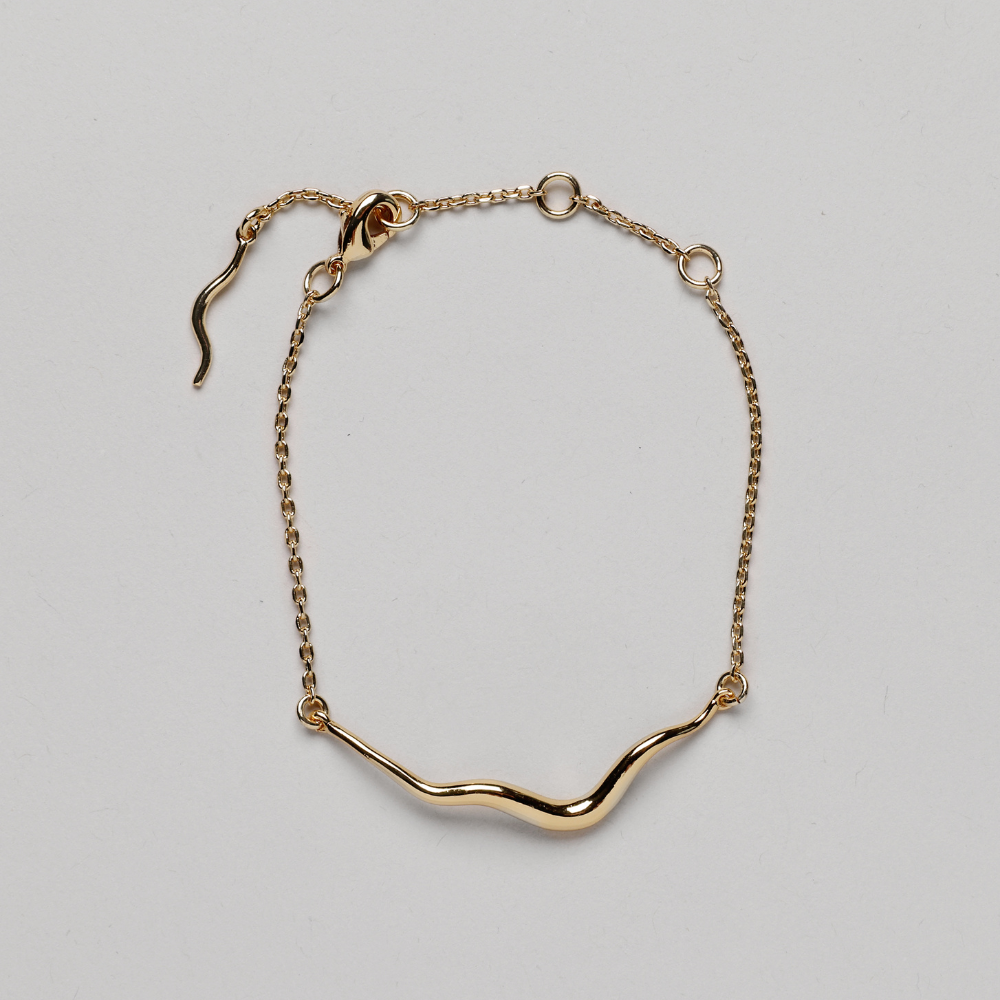 Ripple Bracelet, 18K Goldplated, 13 cm + 5 extender cm