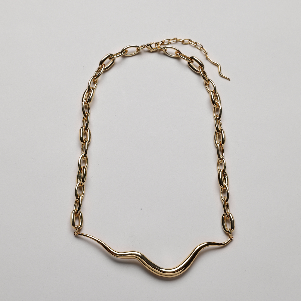 Ripple Statement Necklace, 18K Goldplated