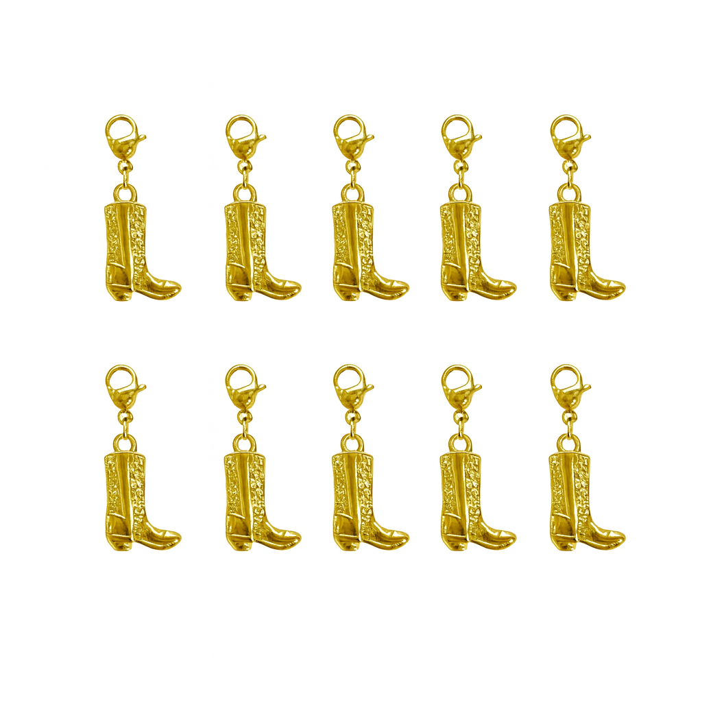 Støvle vedhæng med lås, 18K Forgyldt, vandfast, 20x5 mm - 10 stk