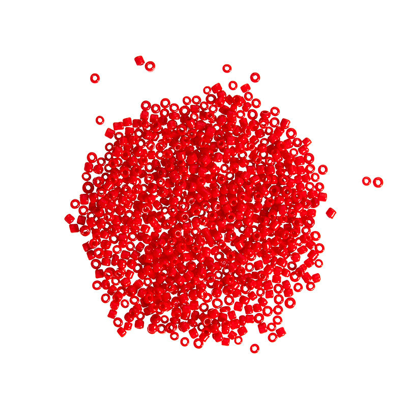 Round glass beads - red, 10 grams, 3 mm