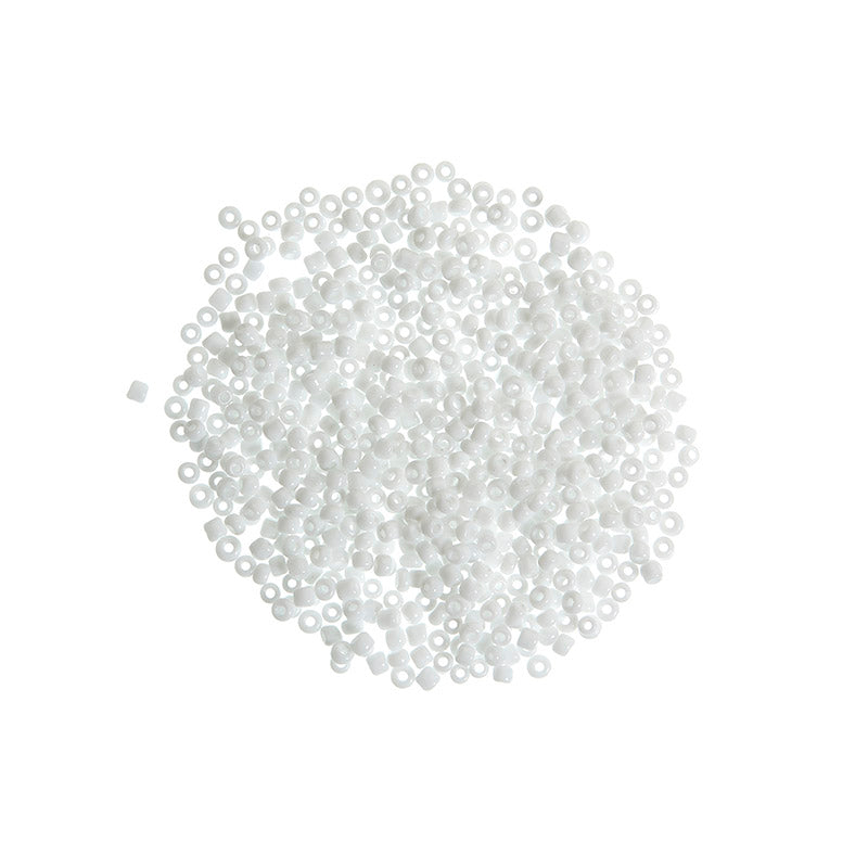 Runde glasperler - hvid, 10 gram, 3 mm
