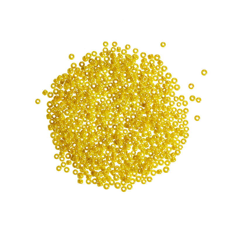 Runde glasperler - gul, 10 gram, 3 mm
