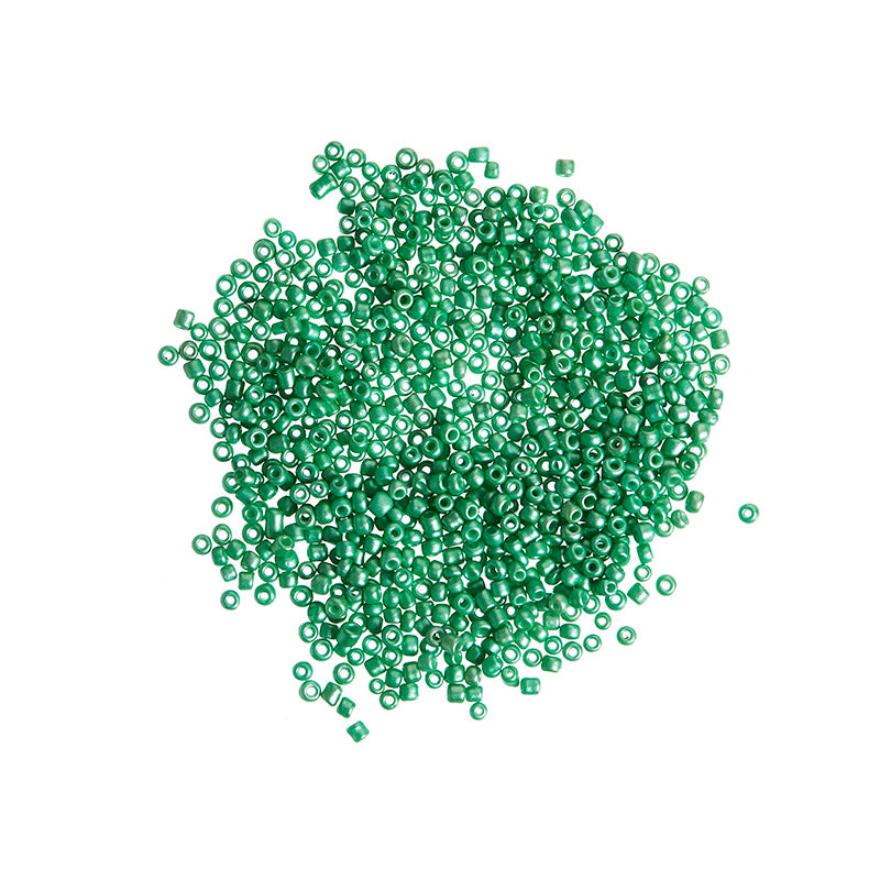 Round glass beads - green, 10 grams, 3 mm