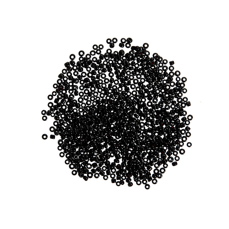 Round glass beads - black, 10 grams, 3 mm 