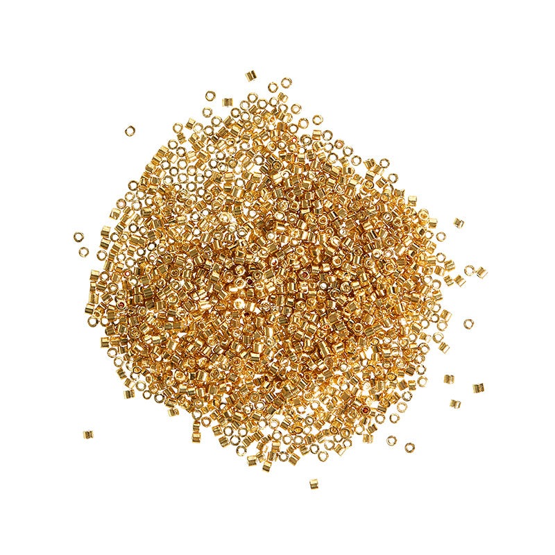Tube beads - gold, 10 grams, 2 mm