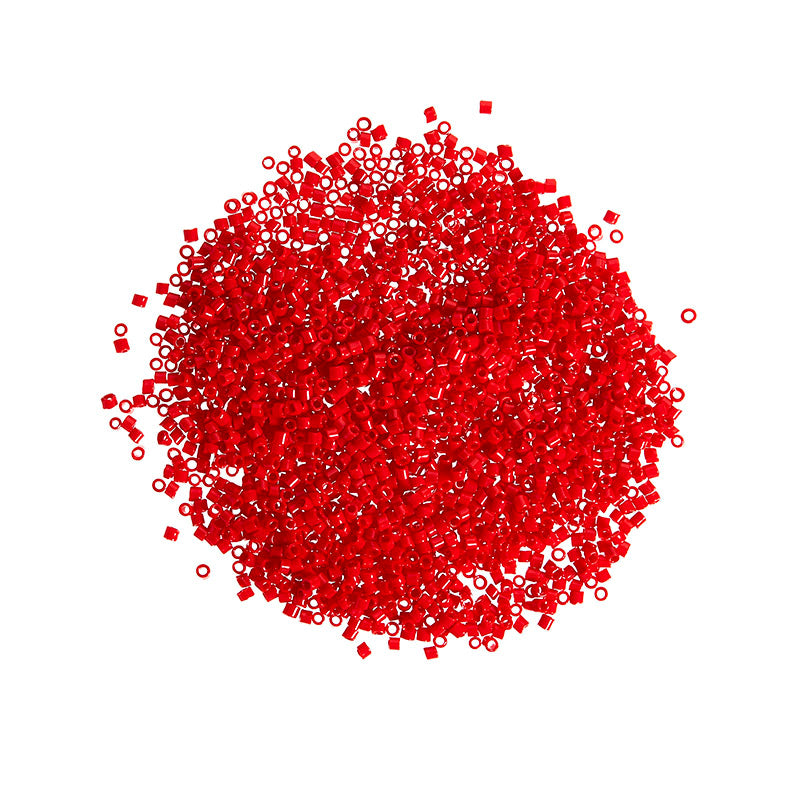 Tube beads - red, 10 grams, 2 mm
