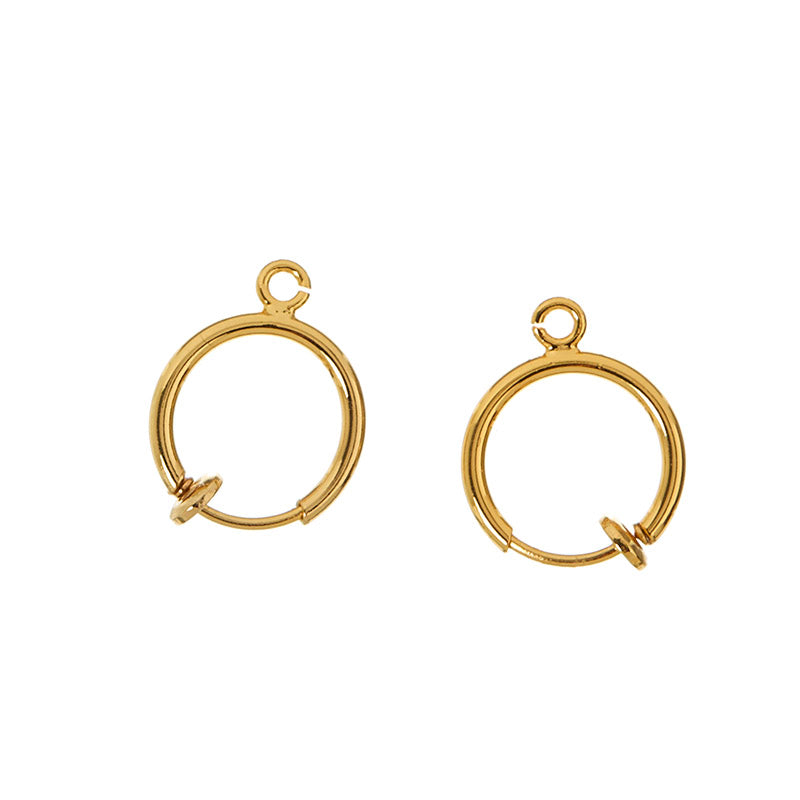 Ear clips, 1 pair, 18K gold-plated