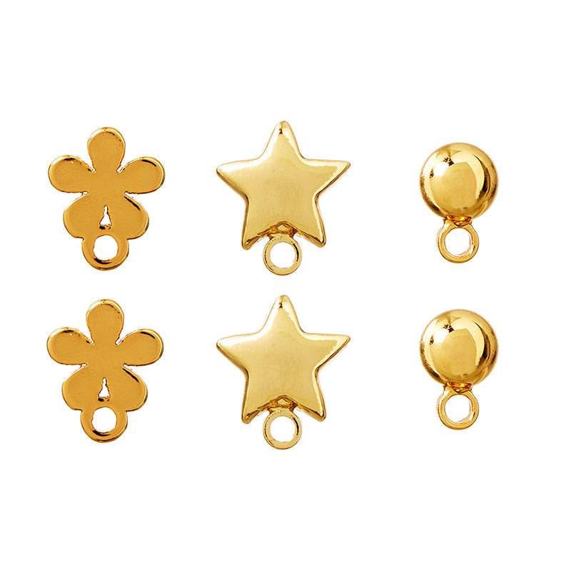 Earrings, 3 pairs, 18K gold-plated