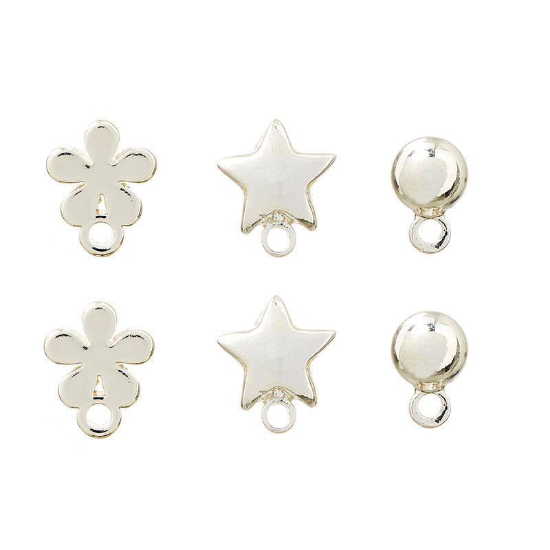 Stud earrings, 3 pairs, 925S Sterling silver plated
