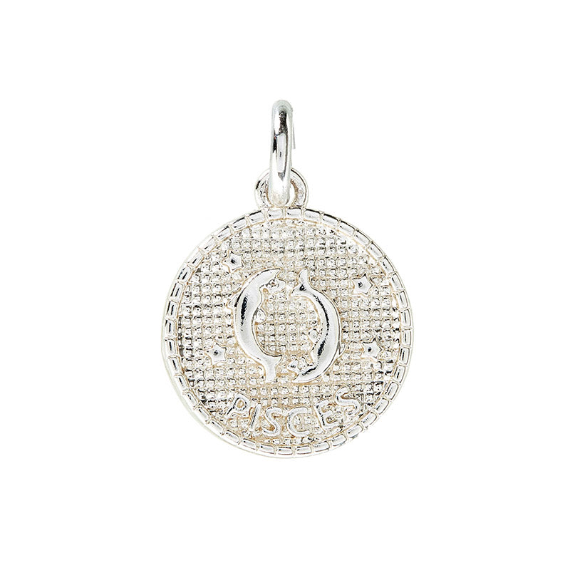 Zodiac pendant, 10 mm, 925S Sterling silver plated