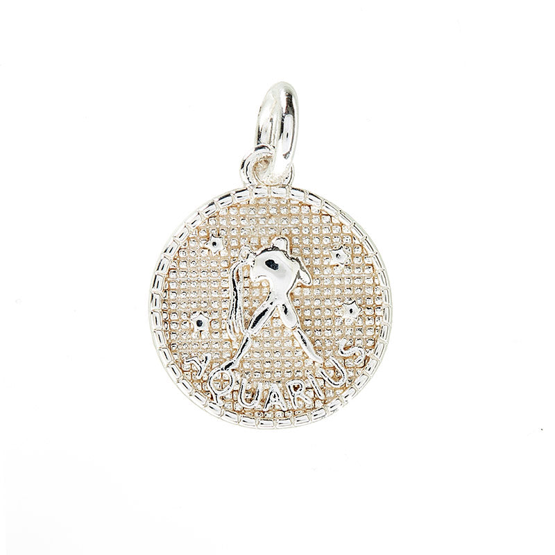 Zodiac pendant, 10 mm, 925S Sterling silver plated