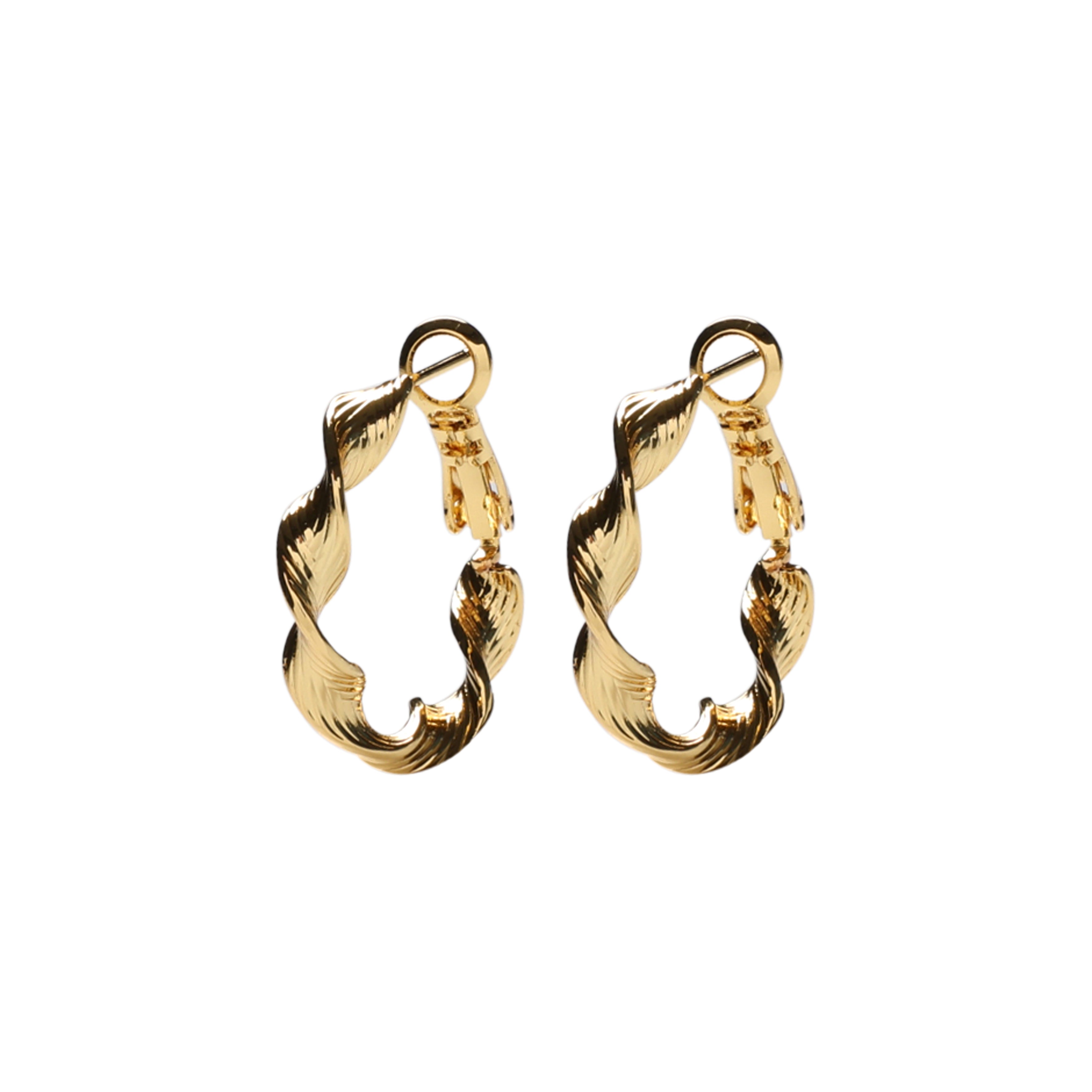 Twisted hoops, 22 mm, 18K gold-plated, 1 pair