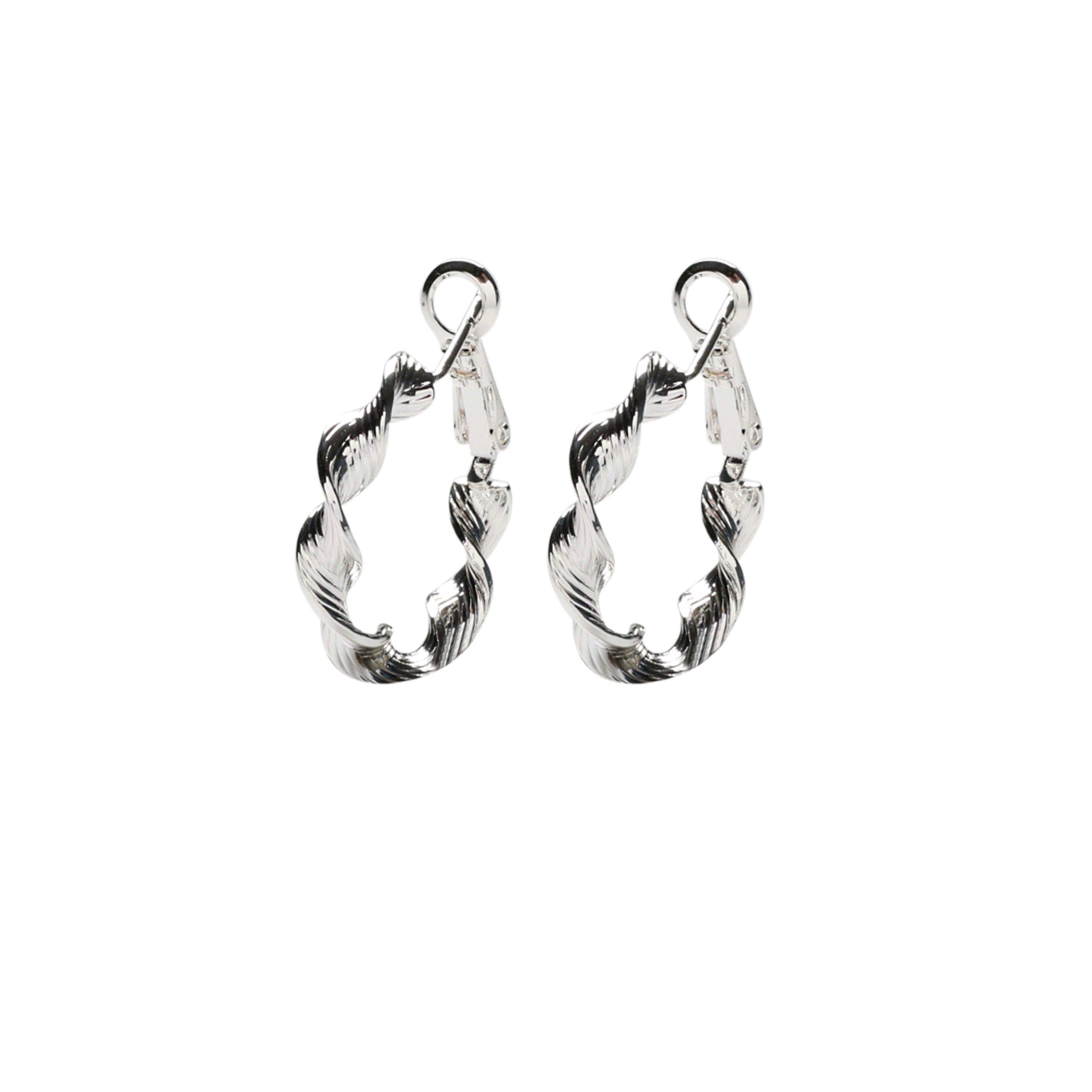 Twisted hoops - 22mm, 925S Sterling silver plated, 1 pair