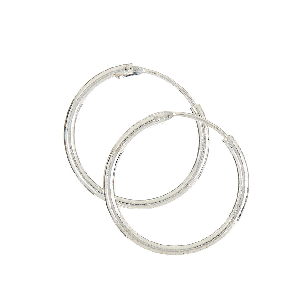 Hoops with lock - 20mm, 925S Sterling silver plated, 1 pair